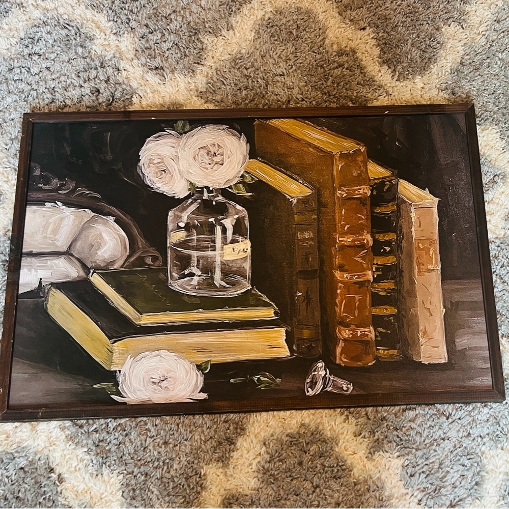 Vintage Book and Rose Canvas Art